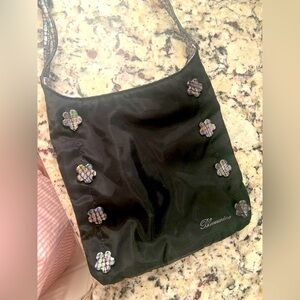 Vintage Blumarine nylon logo mini crossbody purse bag y2k 3d floral reptile rare